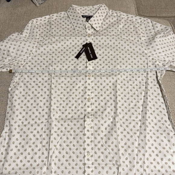 Michael Kors Men’s Slim Fit Stretch White/Tan Pattern Button Up Size XXL NWT $98 - Picture 13 of 13